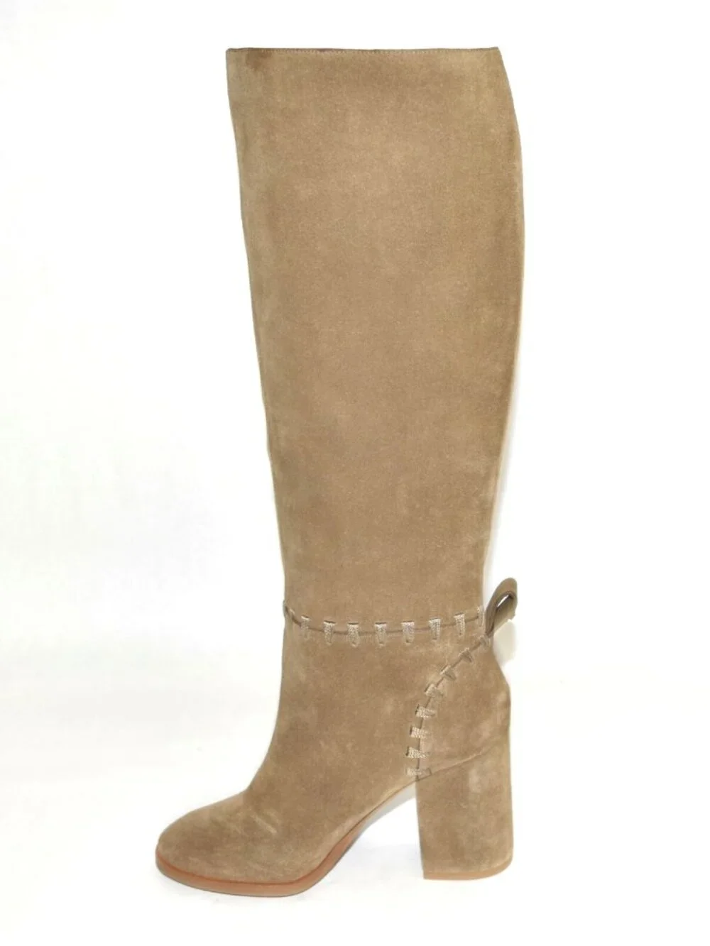 New Tory Burch Contraire Size 5 Block Heel Suede Boot River Rock Brown